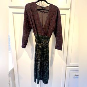 Zara Woman Polka Dot Wrap Dress. Size XL. EUC. Like New. Long Sleeve. Midi.